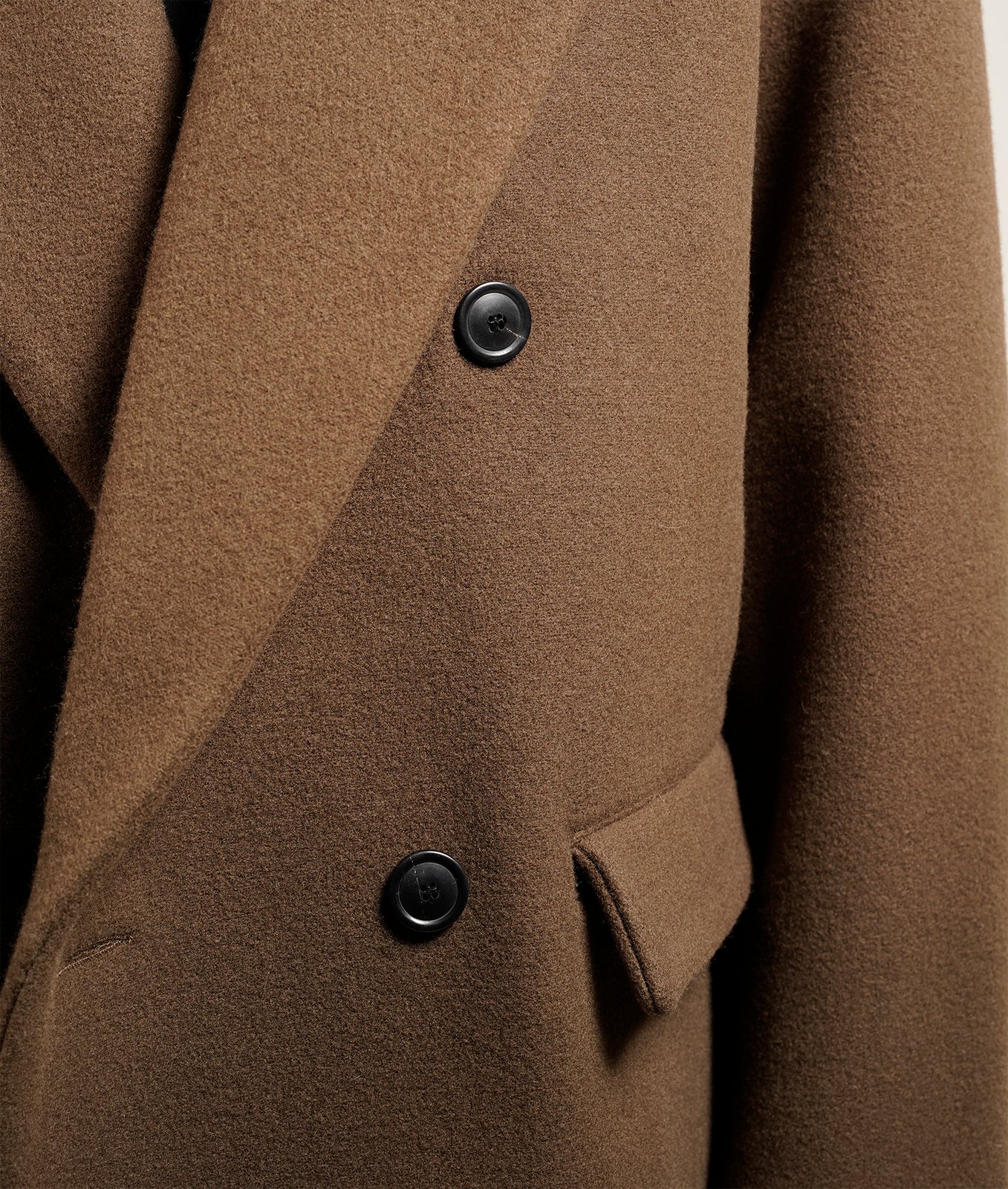 Lownn — Tobacco Brown Wool Cashmere Double-Breasted Coat